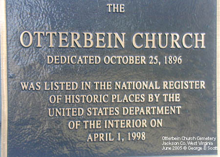 Otterbein Church Plaque, Jackson Co., West Virginia